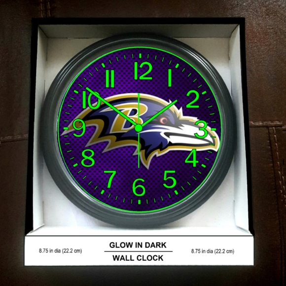 Baltimore Ravens NFL Football Glow In The Dark Wall Clock New! - Picture 2 of 2
